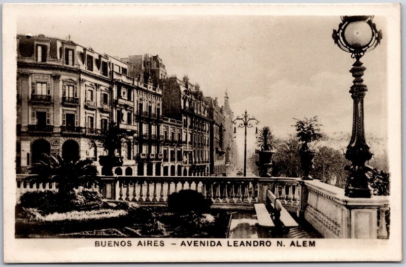 Buenos Aires Avenida Leandro N. Alem Argentina Historical RPPC Photo Postcard