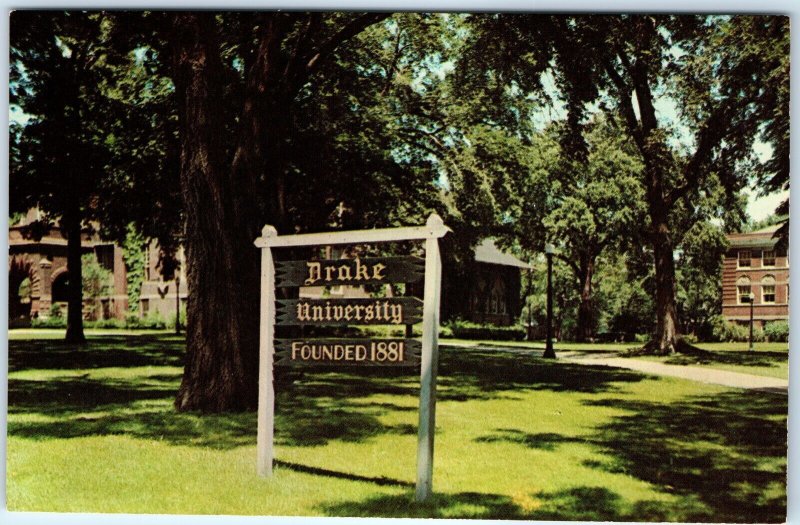 c1960s Des Moines, IA Administration Building Sign Drake University College A312