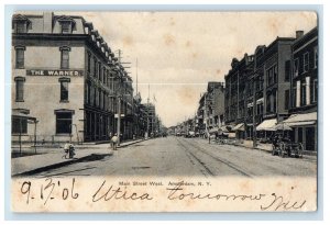 c1905 Main Street West Bicycle Amsterdam New York NY Unposted Antique Postcard