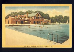 Moline, Illinois/IL Postcard, Classic View Of The Swimming Pool