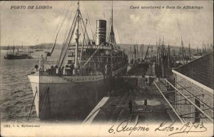Lisboa Portugal Port Steamer Steamship Ship 1903 Cancel Vintage Postcard