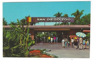 Postcard of the main entrance to San Diego Zoo, California
