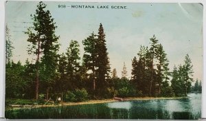 Montana Lake Scene c1920 Billings to New York Postcard J19
