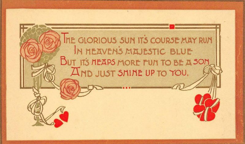 Arts & Crafts Glorious Sun Art Nouveau 1912 Gold Border Davis Vintage Postcard