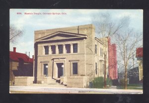 COLORADO SPRINGS COLORADO MASONIC TEMPLE BUILDING VINTAGE POSTCARD 1910