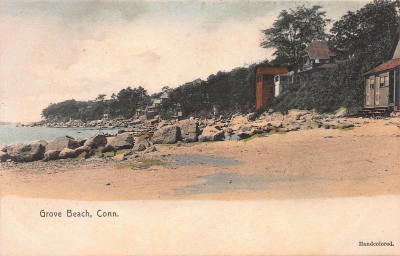 Grove Beach, Connecticut, Early Hand Colored Postcard, Unused