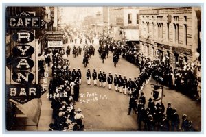 St. Paul Minnesota MN Postcard RPPC Photo IOOF Parade Cafe Ryan Bar c1910's