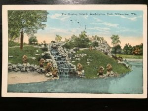 Vintage Postcard 1925 The Monkey Island Washington Park Milwaukee Wisconsin WI