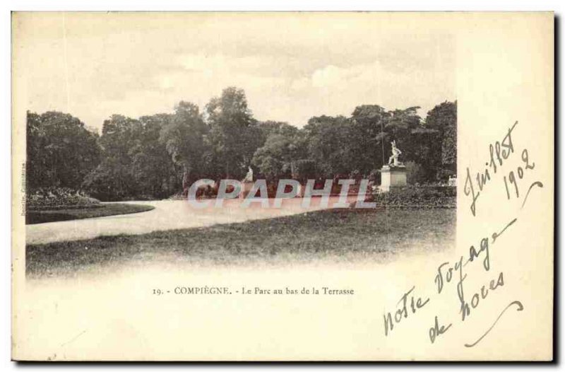 Old Postcard Compiegne Park in Lower Terrace of the