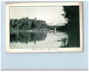 St. Peter Minnesota MN Postcard Bridge View Tree River Scenic View 1912 Antique
