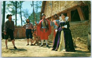 Postcard - Costumes and Buildings, Fort James - Jamestown, Virginia