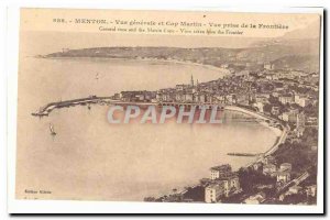 Menton Old Postcard General view and cAp Martin View from the border