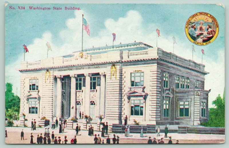 Seattle WA~Alaska-Yukon-Pacific Expo~Washington State Building~AYPE X14~Postcard 