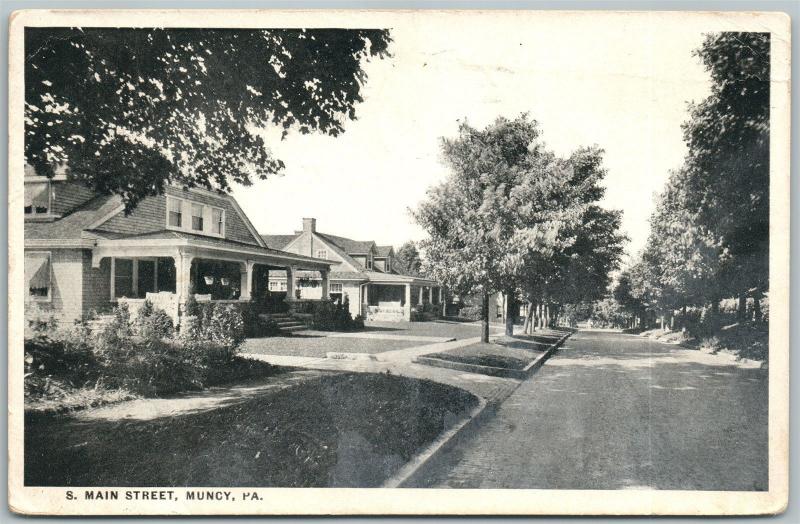 MUNCY PA SOUTH MAIN STREET 1921 ANTIQUE POSTCARD