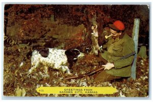 1957 Greetings From Garden City Nevada NV Posted Hunting With Dog Scene Postcard