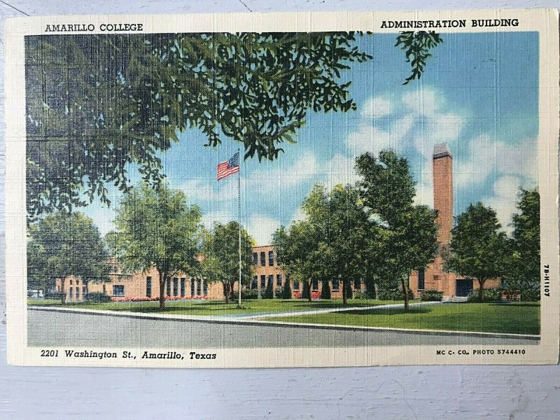 Vintage Postcard 1951 Administration Amarillo College Washington Str Amarillo TX