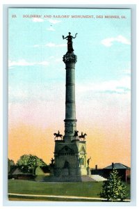 c1910's Soldiers And Sailor's Monument Des Moines Iowa IA Antique Postcard 