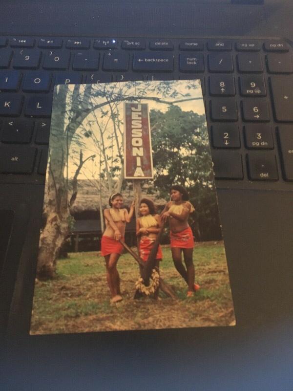 Vintage Postcard: Yagua Indian Girls, Herman Jesson's Trading post , Peru Jungle