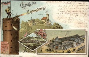 Gruss Aus Ravensburg Germany Multi View 1890s Postcard