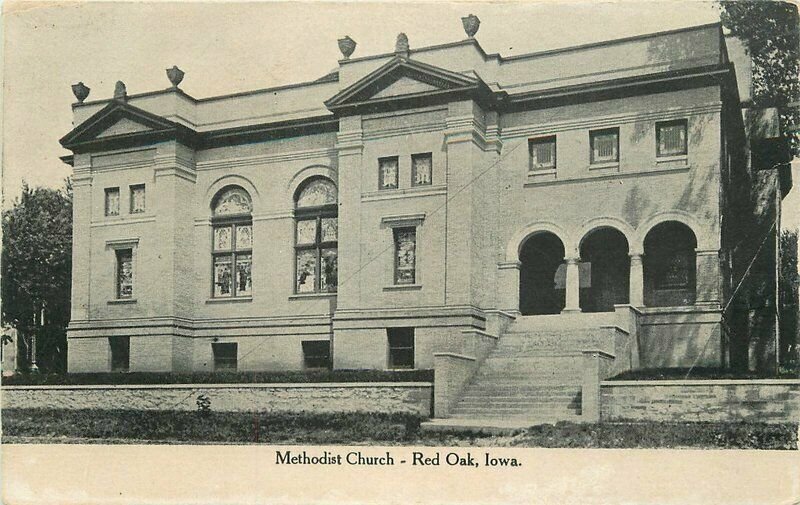 Red Oak Iowa Methodist Church C-1910 Postcard 21-11157