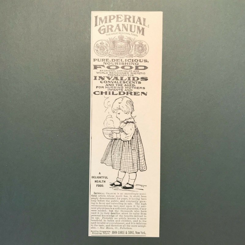 1892 Adorable Cute Girl Imperial Granum Food Victorian Print Ad 2T1-52 