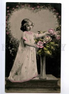 244162 Girl ANGEL Heart ROSES Nymph Vintage PHOTO OPG PC