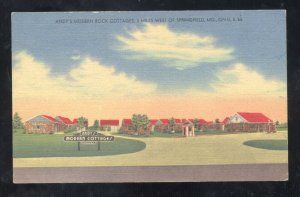 SPRINGFIELD ILLINOIS ROUTE 66 ANDY'S ROUND ROCK COTTAGES MOTEL LINEN POSTCARD