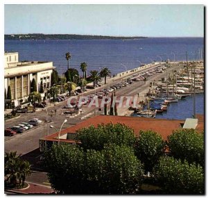 Modern Postcard Cannes Casino Municipal and corner of the port in the Far Ler...