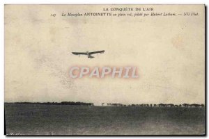 Old Postcard Jet Aviation monoplane Antoinette in full flight by pilot Hubert...