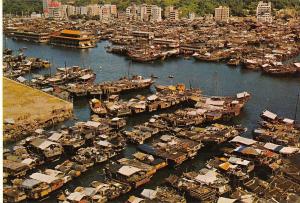 BR100580 bird s eye view of aberdeen boat ship  types china hong kong