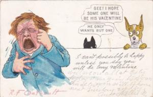 Valentine's Day Young Boy Crying 1907 Tucks