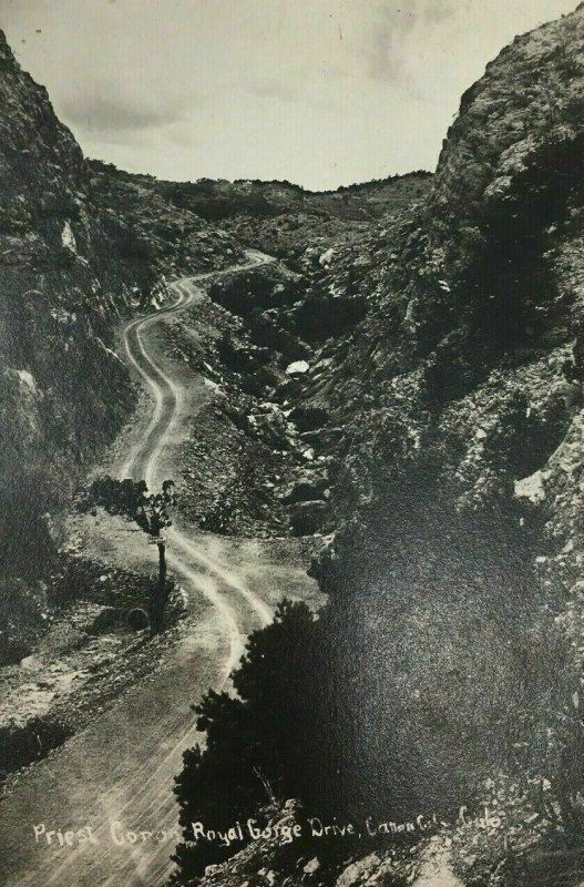 Priest Canon Royal Gorge Drive Real Photo Postcard RPPC Cyko Colorado