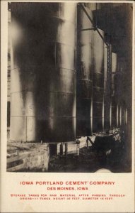 Des Moines Iowa IA Portland Cement Co Storage Tanks Real Photo Postcard