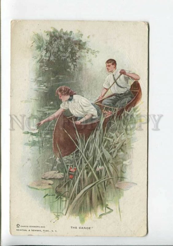 3177710 Lovers in Canoe by Harrison FISHER Vintage R&N #103 PC