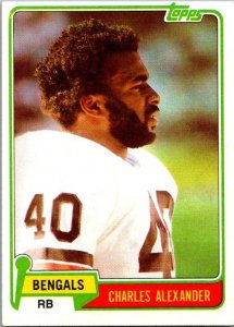 1981 Topps Football Card Charles Alexander Cincinnati Bengals s60039