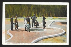 Adults & Kids at Handkerchief Pool Yellowstone Park Wyoming Unused c1920s