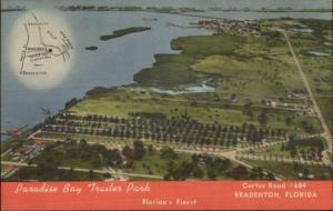 Bradenton FL Paradise Bay Trailer Park Linen Postcard