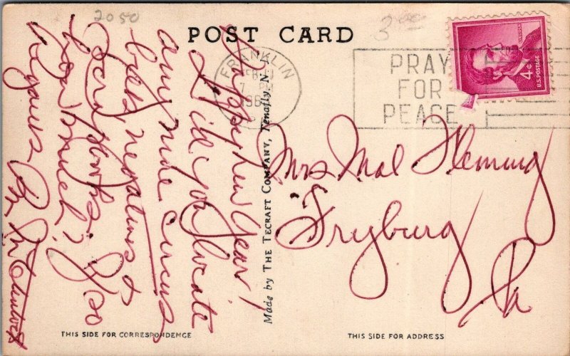 Postcard First Baptist Church Franklin PA 1963