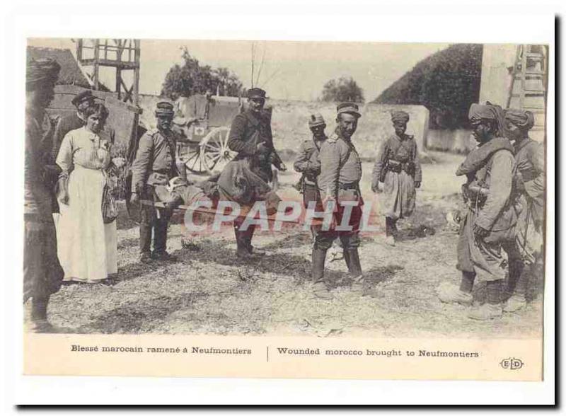 Old Postcard Moroccan Blesse be reduced to Neufmoutiers (Red Cross Red Cross)