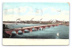 Postcard The New Bridge At Hartford Conn. Connecticut c1908 Postmark