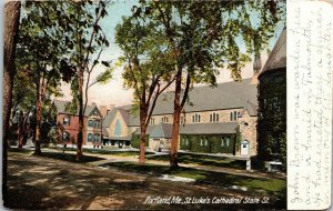 Vtg Portland Maine ME St Luke's Cathedral State Street View 1907 UDB Postcard