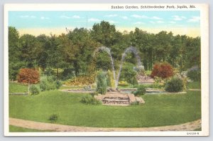 State View~Joplin MO~Sunken Garden~Schifferdecker Park~Fountain~Vintage Postcard