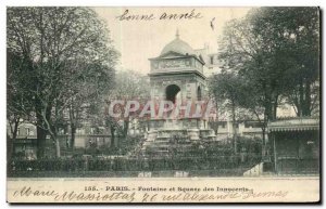 Old Postcard And Fountain Paris Square Des Innocents