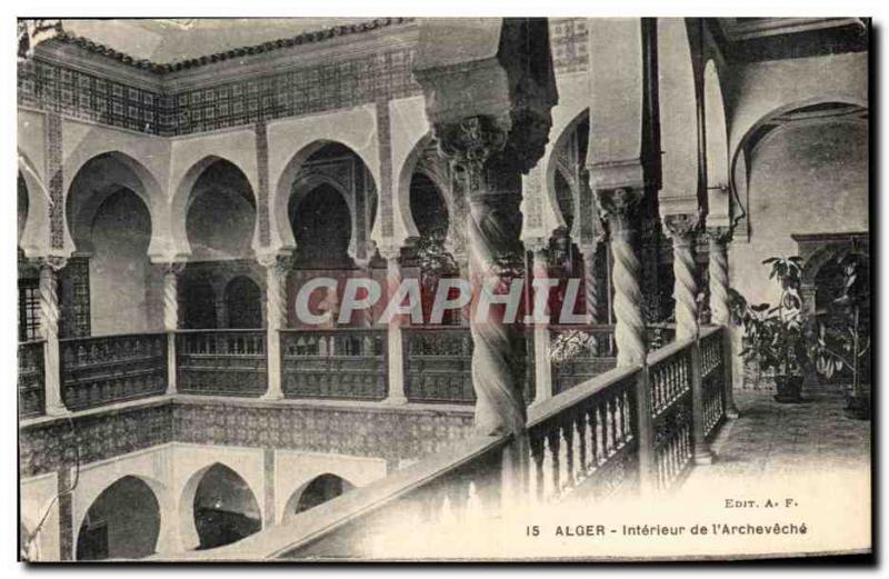 Old Postcard Interior of Algiers Archeveche