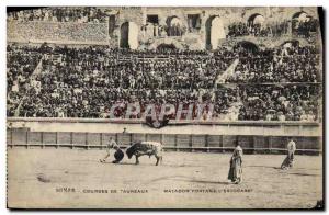 Old Postcard Bullfight Bullfight Matador bearing the & # 39estocade