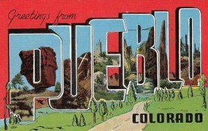 Postcard Large Letters Greetings From Pueblo Colorado CO