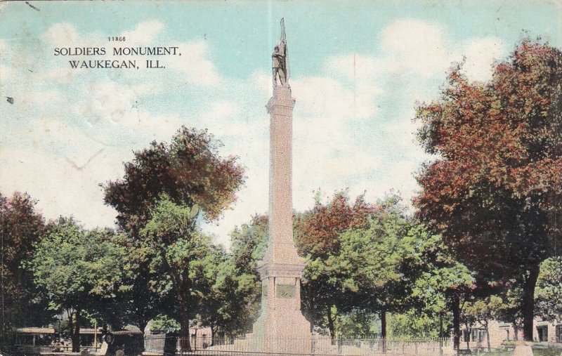 WAUKEGAN, Illinois, PU-1909; Soldiers Monument