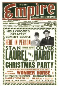 Laurel & Hardy Live Nottingham Christmas 1954 Theatre Poster Postcard