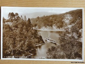 c1930's RPPC - A Glimpse of Loch Katrine near The Trossachs Pier - Steam Ferry