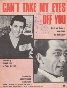 Can't Take My Eyes Off You Frankie Valli Sheet Music